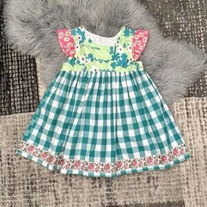 Matilda Jane‎ MJ Girls Platinum Floral & Gingham Plaid Top Size 14 Numbered 2of7